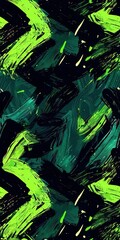 Canvas Print - a green and black abstract painting