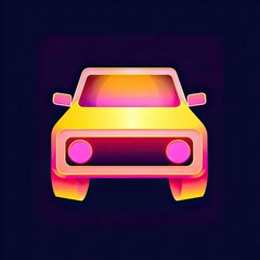 Poster - a car is shown with a neon colored background