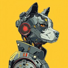 Poster - a dog that is wearing a robot suit