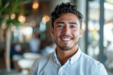 Canvas Print - A man with a beard and a smile is posing for a picture