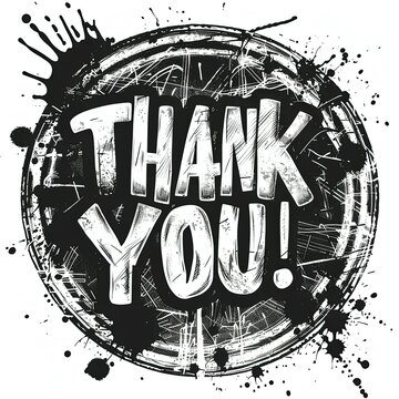 a black and white photo of a thank you sign