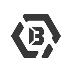 Poster - a black and white logo with the letter e