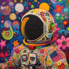 Poster - a painting of an astronaut in a space suit