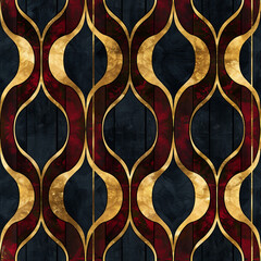 Wall Mural - A gold and red patterned wallpaper with a gold border