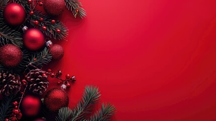 Poster - festive red christmas studio gradient background for product placement or website. copy space, horiz