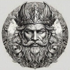 Wall Mural - Black and white ancient character zeus and poseidon
