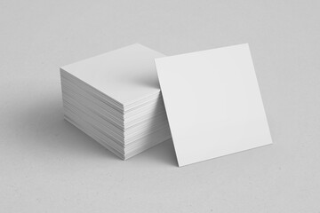 Wall Mural - empty blank minimal clean stacked square ratio brand stationery business name card identity paper with sharp edges realistic mockup isolated 3d render illustration