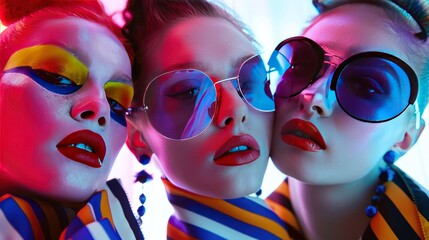 Wall Mural - A beauty shoot focusing on the art of the avant-garde, with models showcasing experimental makeup 