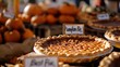 A cozy autumn harvest festival, featuring a pumpkin pie baking contest. The air is filled with the spices 