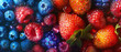 Berry assortment closeup antioxidants and vitamins Stylish in the style of vibrant dot Digital art