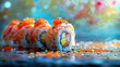 Exquisite sushi closeup culinary art Japanese tradition Stylish in the style of vibrant dot Digital art