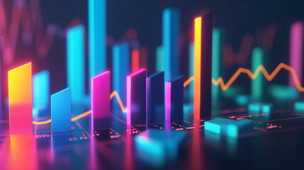 Poster - economic or business growth analysis 3d graph 