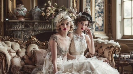 Canvas Print - A vintage-inspired bridal collection that brings back the elegance of the 1920s to the 1950s, 