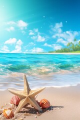 Wall Mural - seashell background on the shore