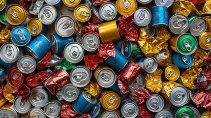 recycle aluminum metal crushed can waste background