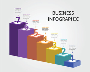 Wall Mural - Graph template level number for infographic for presentation for 7 element