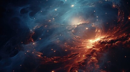 Wall Mural - colorful galaxy with bright orange cloud in middle