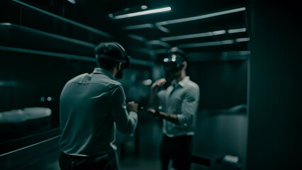 Poster - Two Men Wearing Virtual Glasses in Room Generative AI