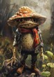toad hat scarf rock rain adorable proportions mycology standing mushrooms plants farmer