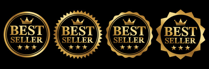 Wall Mural - Best seller badge logo design. Best seller sticker label. 100% Satisfaction Guaranteed. Vector Illustration.