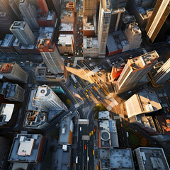 Wall Mural - A dynamic aerial view of a busy intersection in a city