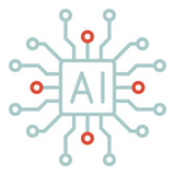 Fototapeta Mapy - Artificial intelligence AI processor chip icon