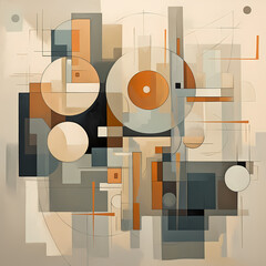 Poster - Abstract geometric shapes in muted tones. 