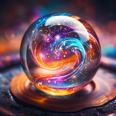 Wall Mural - Close-up of a crystal ball with swirling colors.