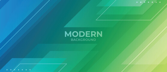 Aufkleber - Abstract blue and green background with lines. Geometric banner design template use for poster, template on web, backdrop.