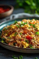 A plate of egg fried rice