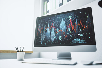 Aufkleber - Abstract creative financial graph on modern laptop monitor, forex and investment concept. 3D Rendering