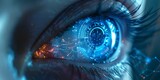 Fototapeta Lawenda - Futuristic Bionic Eye with Digital Health Monitoring Display