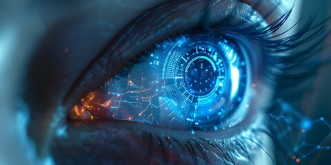 Poster - Futuristic Bionic Eye with Digital Health Monitoring Display