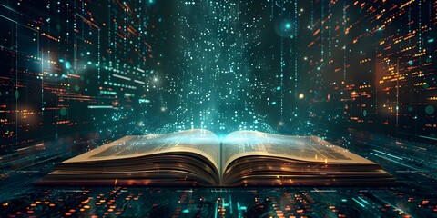 Poster - Ethereal Digital Ledger Book Illuminating the Future of Accounting and Finance