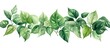 A row of green leaves creates a stunning visual contrast against a clean white background, showcasing the beauty of terrestrial plants in art