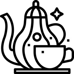 Wall Mural - Tea set. outline icon design