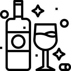 Wall Mural - Wine bottle and wine glass. outline icon design