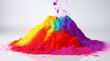 Wall Mural - Colorful Holi powder explosion on white background. 3D rendering