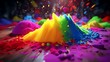 3d rendering of colorful Holi powder explosion in abstract color background