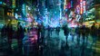 City Lights: Time-lapse Motion of People Walking at Night