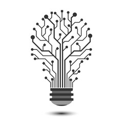 Poster - Light bulb circuit icon, Innovation and creative idea, patent, digital solution, future technology concept. Business idea, Inspiration, Brainstorming. Vector and illustration.