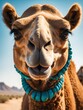 Vertical portrait of a fierce camel looking at camera from Generative AI