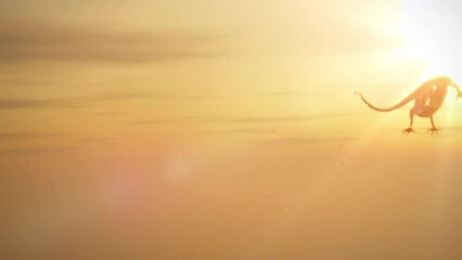 Wall Mural - 3d animation of the chinese dragon moving in the sky with the sun and glowing light in the backgroun