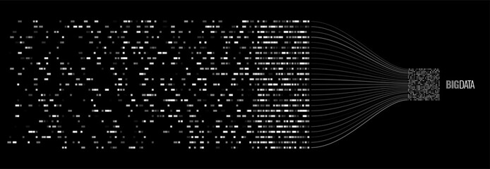 Poster - Big Data Visualization. Server Data Information Sorting Process. Machine Learning Sorting. Science Technology Concept. Vector Illustration