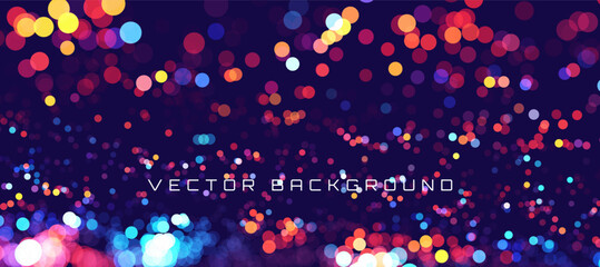 Poster - Abstract Cosmic Bokeh Background, Galaxy Space Blurry Backdrop. Soft Blur Light Bokeh Effect Wallpaper. Shiny Holiday Light Effect. Vector Illustration.