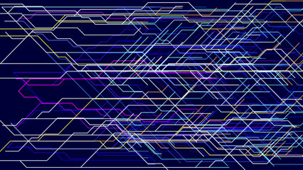 Wall Mural - Hi-Tech Digital Circuit Board Lines Background. Electrical Lines Connections Blue Background. Futuristic Technology Design Element Concept. Vector Illustration.