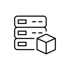 Poster - Blockchain database outline icons, minimalist vector illustration ,simple transparent graphic element .Isolated on white background