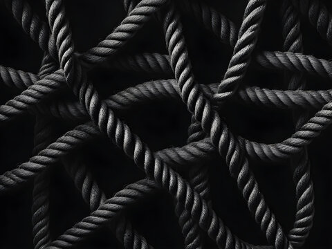 Rope knots on black, a minimalist exploration of form and function.