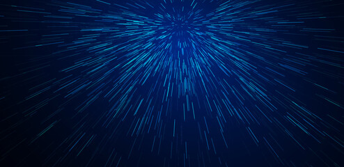 Fototapete - Abstract Circular Geometric Background. Starburst Dynamic Lines Rays. Science Fiction Space Travel, Hyper Warp, Teleport, Hyper Speed of Light Jump Effect Concept. Speed Lines Vector Illustration.