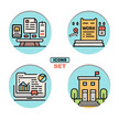 Work from home.  Icons set. Vector illustrtions